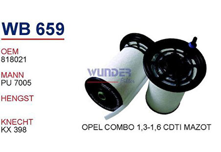 Wunder WB659 Mazot Filtresi Doblo Y.M Euro-5 Pu7005 Fn0176 MRMOEM-1081650