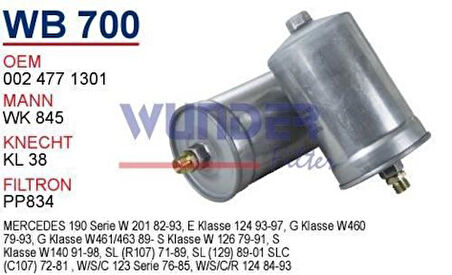 Wunder WB700 Benzin Filtresi Mercedes W124 W201 85-95 1.8 2.0 MRMOEM-1081677