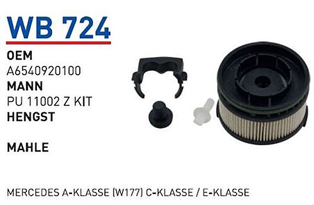 Wunder WB724 Yakıt Filtresi Mercedes A-Serisi (W177) C-Serisi E-Serisi Pu11002Zkıt Fn2324 MRMOEM-1081756
