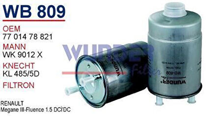 Wunder WB809 Mazot Filtresi Renault Megane III-Fluence 1.5 DCI Wk9012X Fn0170 MRMOEM-1081791