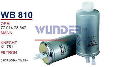 Wunder WB810 Mazot Filtresi Y.M Dacia Logan 1.5 Wk8039 Fn0173 X MRMOEM-1081793