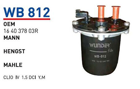 Wunder WB812 Mazot Filtresi Komple Renault Clio IV 1.5 DCI MRMOEM-1081797