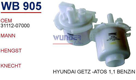 Wunder WB905 Yakıt Filtresi Hyundai Getz-Atos 1.1 MRMOEM-1081844