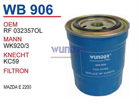 Wunder WB906 Mazot Filtresi H100 L300 Kapalı Wk9203 Fn0026 MRMOEM-1081846