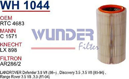 Wunder WH1044 Hava Filtresi Land Rover Defender 3.5 V8-Range Rover 3.5 V8 MRMOEM-1082011