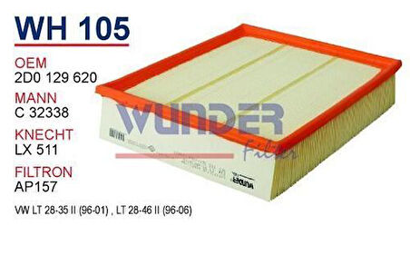 Wunder WH105 Hava Filtresi LT35 Sprinter C32338 Fn0179 MRMOEM-1082019