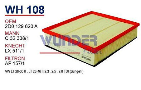 Wunder WH108 Hava Filtresi Sprinter-LT35 C32338 Fn0179 MRMOEM-1082058