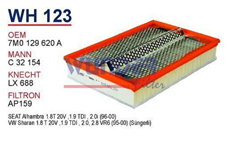 Wunder WH123 Hava Filtresi Volkswagen Sharan 1.9 TDI C32154 MRMOEM-1082129