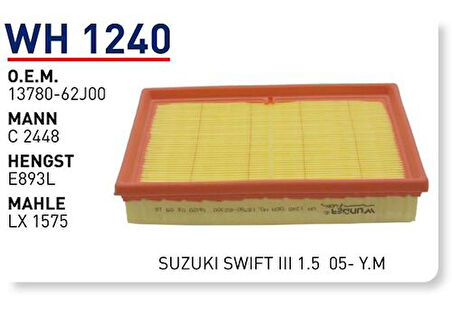 Wunder WH1240 Hava Filtresi Suzuki Swift III 1.5 05-Y.M MRMOEM-1082225