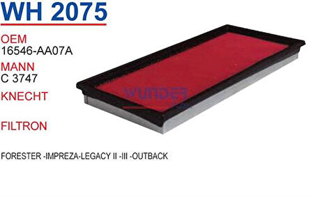 Wunder WH2075 Hava Filtresi Forester-Impreza-Legacy II-III-Outback MRMOEM-1082702