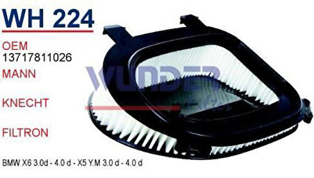 Wunder WH224 Hava Filtresi BMW X3 F25 BMW X5 E70 BMW X6 E71 C36014 Fn3825 MRMOEM-1082846