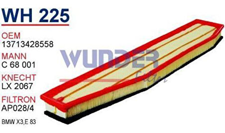 Wunder WH225 Hava Filtresi BMW X3 04-1.8D 2.0D MRMOEM-1082848