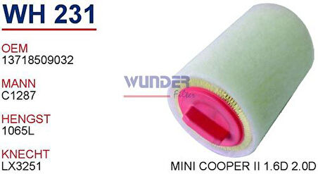Wunder WH231 Hava Filtresi Cooper 07- MRMOEM-1082868