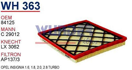 Wunder WH363 Hava Filtresi Insignia 08-1.6 1.8 2.0 CDTI Süngerli MRMOEM-1083034