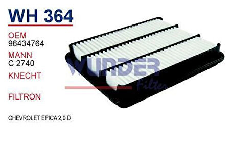 Wunder WH364 Hava Filtresi Chevrolet Epica 2.0D Fn5104 MRMOEM-1083045