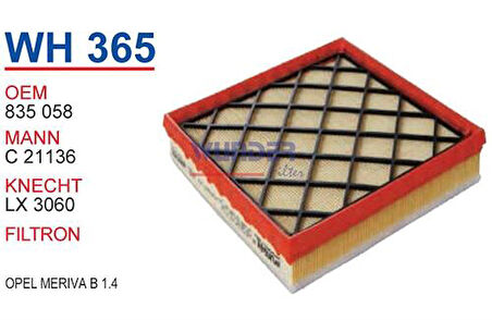 Wunder WH365 Hava Filtresi Opel Meriva B 1.4 C21136 MRMOEM-1083047