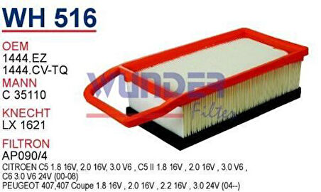 Wunder WH516 Hava Filtresi Citroen C5 1.8 16V-2.0 16V MRMOEM-1083133