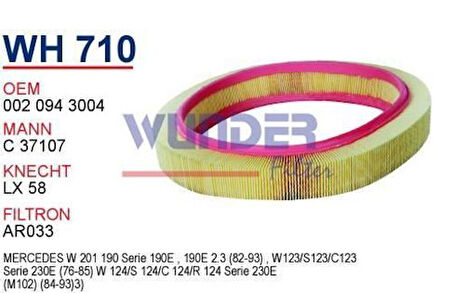 Wunder WH710 Hava Filtresi Mercedes 201 Kasa 190 E2.3 Fn4838 MRMOEM-1083627