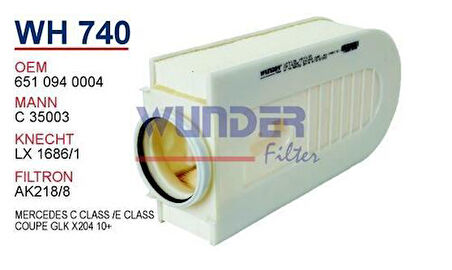 Wunder WH740 Hava Filtresi Mercedes C-Serisi E-Serisi coupe-GLK (X204) 10- MRMOEM-1083749