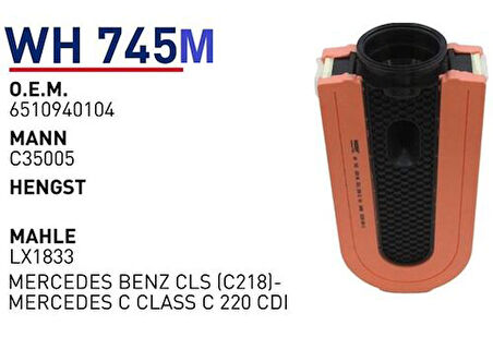 Wunder WH745M Hava Filtresi Mercedes Benz CLS (C218) -Mercedes C Class C 220 CDI MRMOEM-1083769