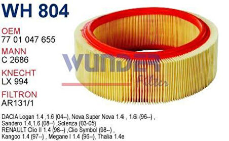 Wunder WH804 Hava Filtresi Clio Symbol 1.4L C2672 1 Fn0103 MRMOEM-1083832
