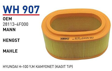 Wunder WH907 Hava Filtresi H100 Kamyonet 04-11 Fn0003 MRMOEM-1084119