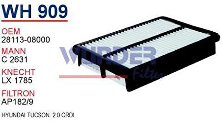 Wunder WH909 Hava Filtresi Tucson Sportage C2631 Fn0217 MRMOEM-1084125