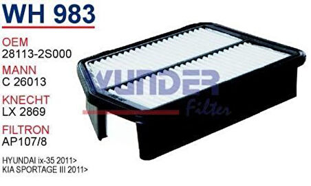 Wunder WH983 Hava Filtresi ix35-Sportage Y.M C26013 Fn0220 MRMOEM-1084252