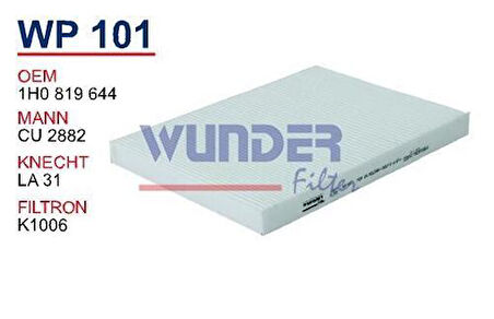 Wunder WP101 Polen Filtresi Volkswagen Golf 4-Bora 1.4-1.6-1.8 Polo III Cu2882 MRMOEM-1084271