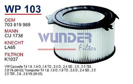 Wunder WP103 Polen Filtresi Karbonlu Volkswagen Transporter T 4 Fn8301 MRMOEM-1084279