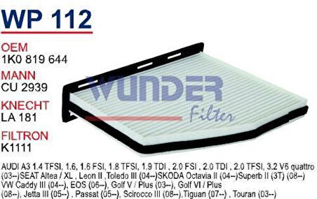 Wunder WP112 Polen Filtresi Golf V 03-Golf VI 08-Cu2939 Fn0088 MRMOEM-1084319