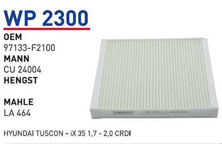Wunder WP2300 Polen Filtresi Hyundai Tuscon-Ix 35 1.7-2.0 CRDI Fn9308 MRMOEM-1084433