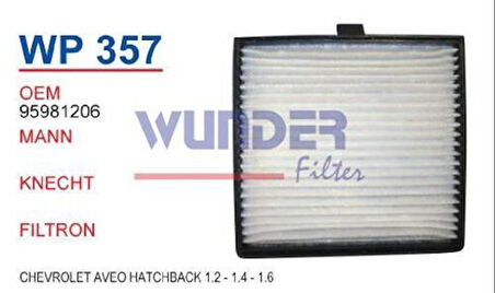 Wunder WP357 Polen Filtresi Chevrolet Aveo Hatchback 1.2-1.4-1.6 Fn9109 MRMOEM-1084497