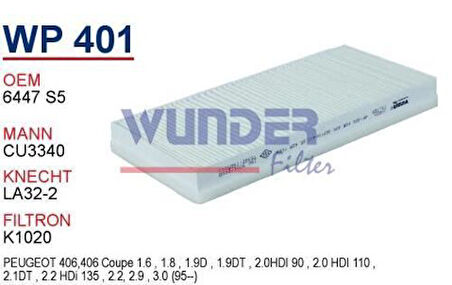 Wunder WP401 Polen Filtresi P406 Cu3340 Fn8409 MRMOEM-1084503