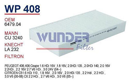 Wunder WP408 Polen Filtresi Citroen C5 II MRMOEM-1084521