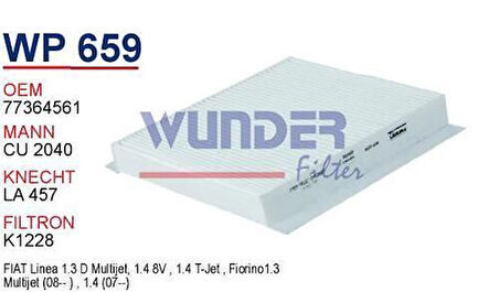 Wunder WP659 Polen Filtresi Linea 07-Egea 15- Doblo 10-Fiorino 08-Bipper Nemo Cu2040 MRMOEM-1084607