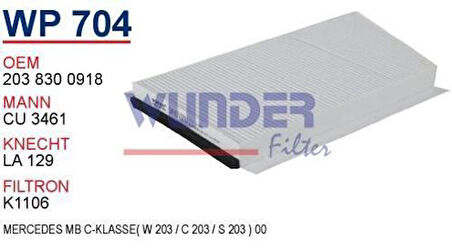 Wunder WP704 Polen Filtresi Mercedes 203 Kasa C-CLK Klass MRMOEM-1084638