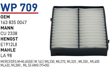 Wunder WP709 Polen Filtresi Mercedes 163 Kasa Ml 320-Ml 230-Ml 430 Cu2338 MRMOEM-1084647