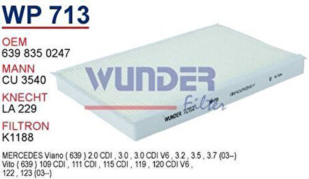 Wunder WP713 Polen Filtresi Mercedes Vito II-Viano Cu3540 MRMOEM-1084653