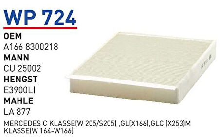 Wunder WP724 Polen Filtresi Mercedes C-Serisi (W 205 S205) .Gl(X166) .Glc (X253) M Klasse(W 164-W166) Cu25002 MRMOEM-1084654