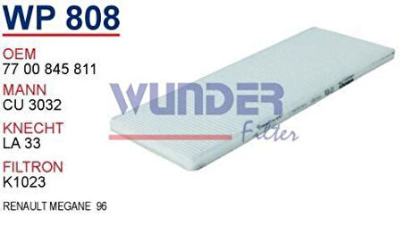 Wunder WP808 Polen Filtresi Renault Megane 96 Cu3032 MRMOEM-1084687