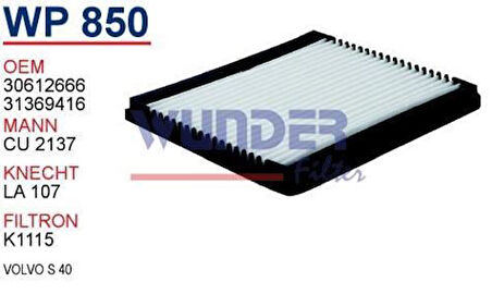 Wunder WP850 Polen Filtresi Volvo S 40 Cu2137 Fn8902 MRMOEM-1084710