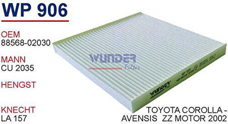 Wunder WP906 Polen Filtresi Corolla 03-07 Avensis 03-08 Cu2035 Fn0073 MRMOEM-1084752