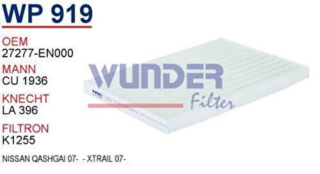 Wunder WP919 Polen Filtresi Nissan Qashaı 07-Xtrail 07-Cu1936 MRMOEM-1084785