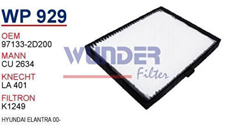 Wunder WP929 Polen Filtresi Elantra Kasalı Cu2634 Fn7408 MRMOEM-1084813