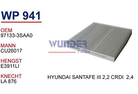 Wunder WP941 Polen Filtresi Hyundai Santa Fe III 2.2 CRDI-2.4 Cu26017 MRMOEM-1084845