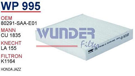 Wunder WP995 Polen Filtresi Honda Jazz Cu1835 Fn7806 MRMOEM-1084911