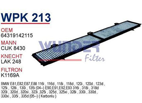 Wunder WPK213 Polen Filtresi BMW 1 Serisi -3 Serisi E90-Karbonlu-Cuk8430 MRMOEM-1085024
