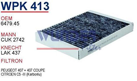 Wunder WPK413 Polen Filtresi Citroen C5-III Karbonlu MRMOEM-1085137