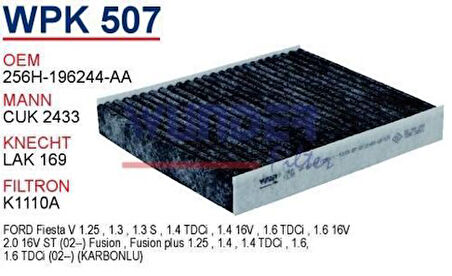Wunder WPK507 Polen Filtresi Ford Fiesta V-Fusion Karbonlu MRMOEM-1085180